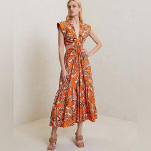 ALC Alexandria Printed Twist-Front Cut-Out Mini Dress